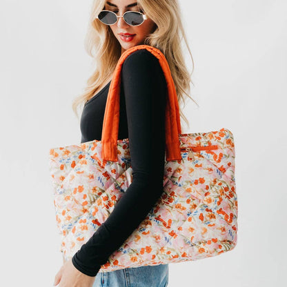 Presley Puffer Quilted Tote Bag With Pouch