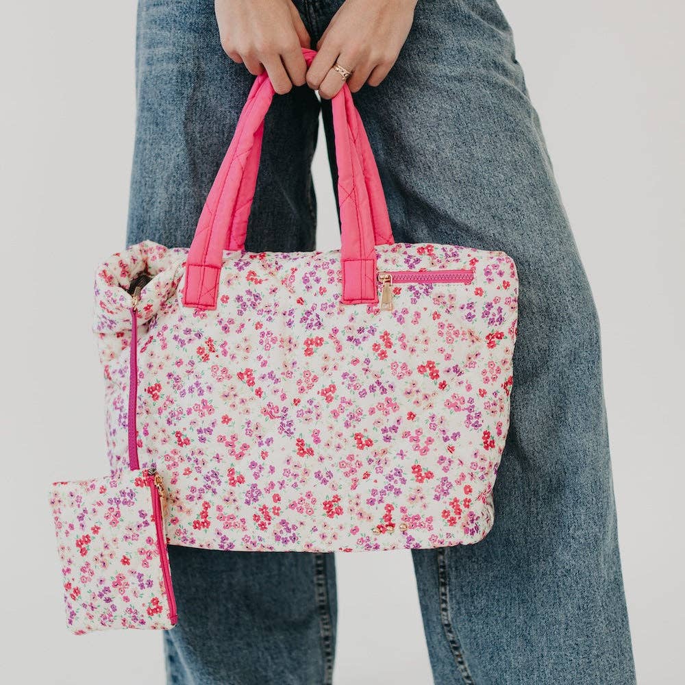 Presley Puffer Quilted Tote Bag With Pouch-How Cute is That? Boutique