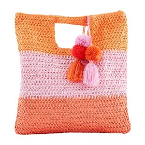 BRIGHT STRAW TOTE in Pink