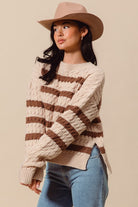 Stripe Cable Knit sweater-How Cute is That? Boutique