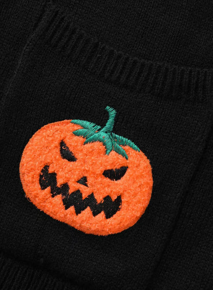 Halloween Pumpkin and Ghost Embroidered Cardigan