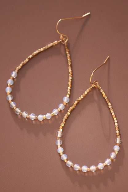 Beaded Drop Gold Earrings