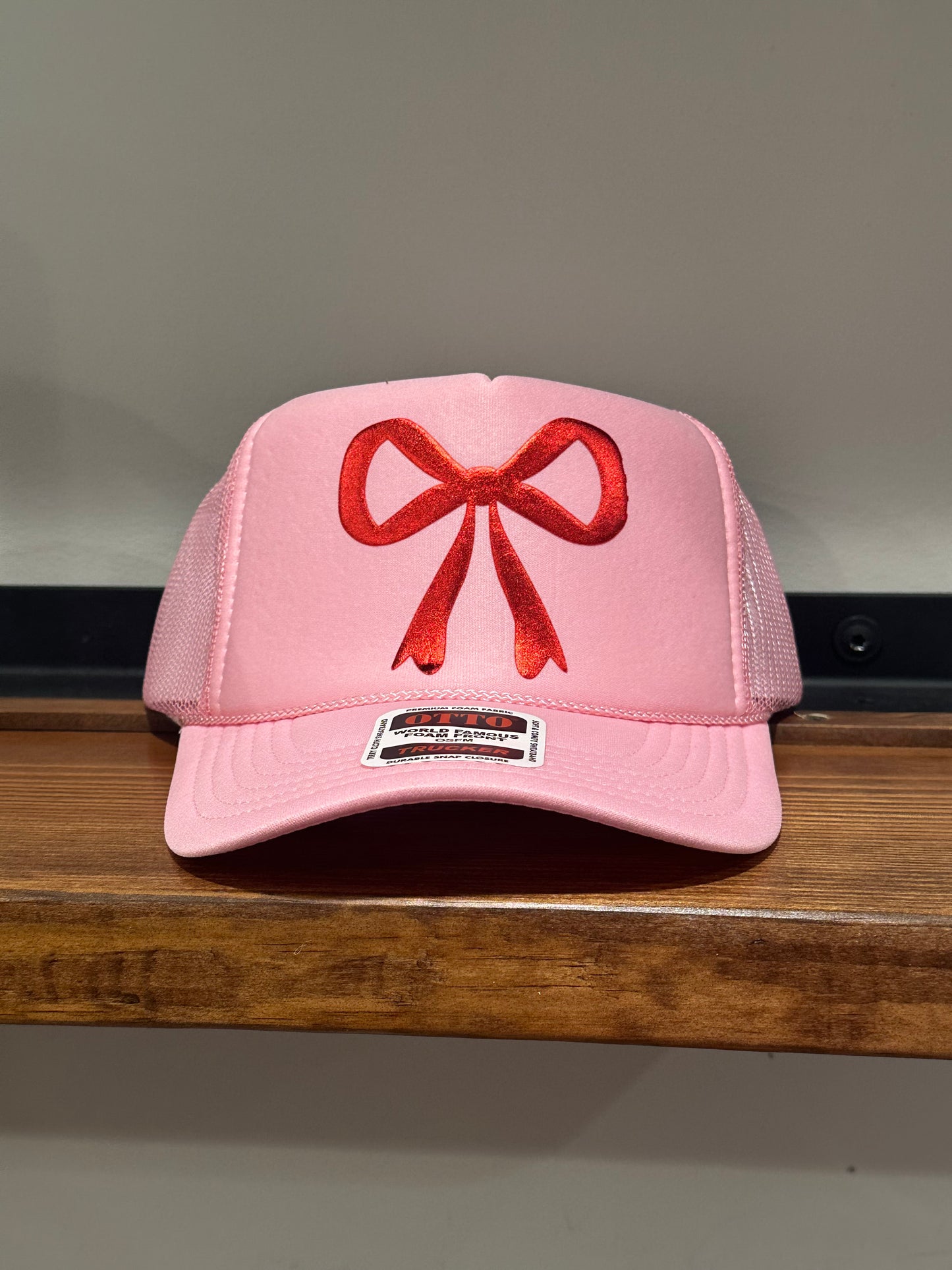 Red Bow Puff Trucker Hat