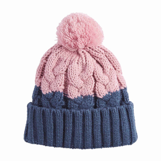 COLOR BLOCK BEANIE HAT in NAVY
