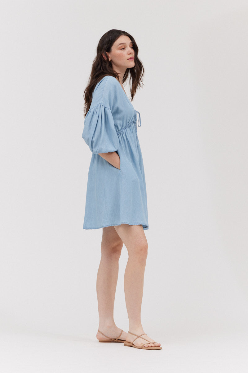 Chambray mini dress-How Cute is That? Boutique