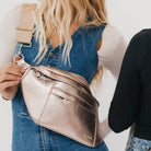 Marley Metallic Oversized Bum Bag Wholesale in Black-How Cute is That? Boutique