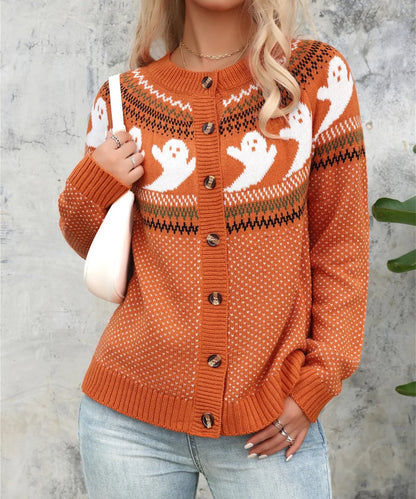 Ghost Print cardigan in Orange
