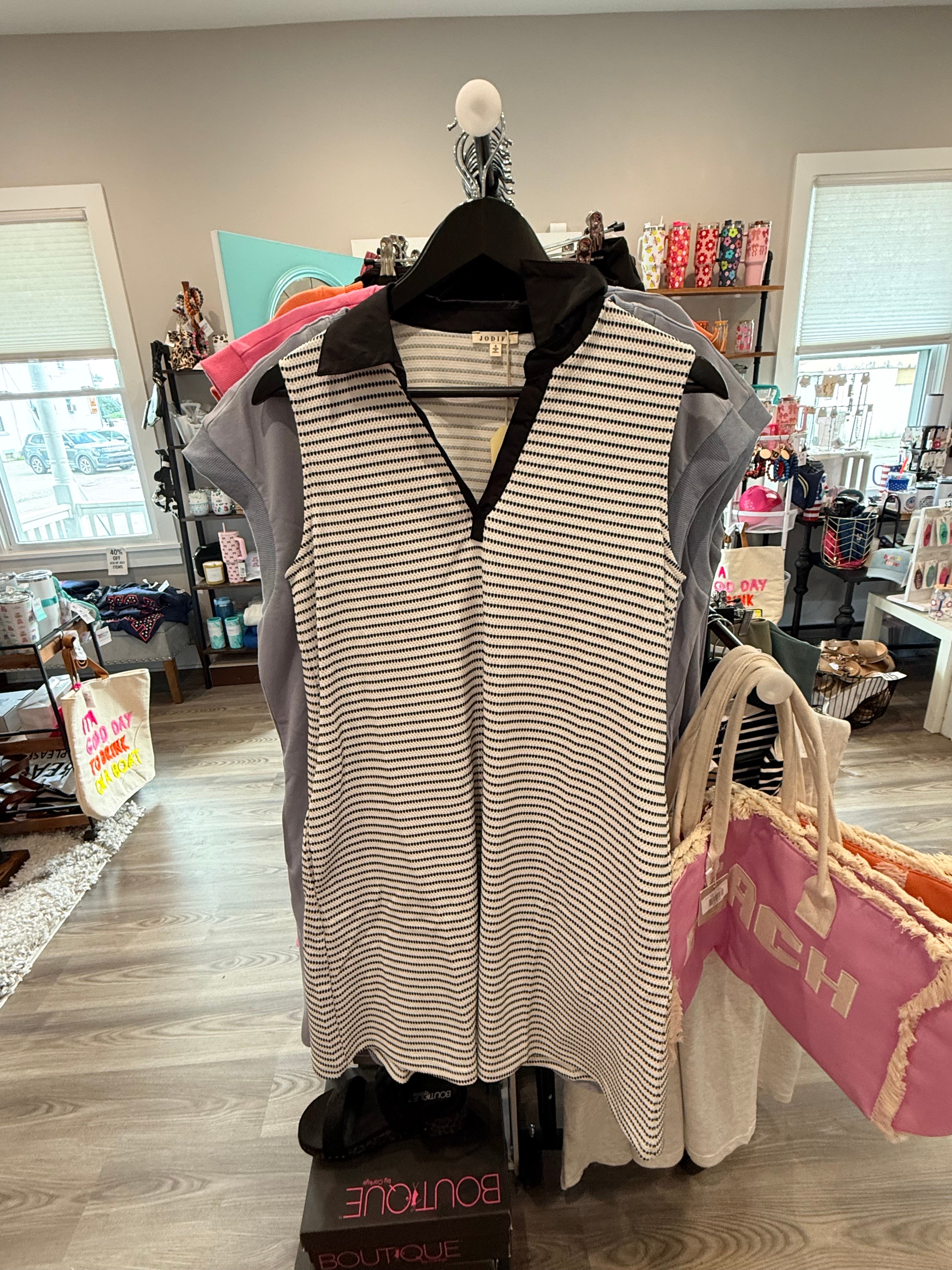 Black Stripe Athletic Dress-How Cute is That? Boutique