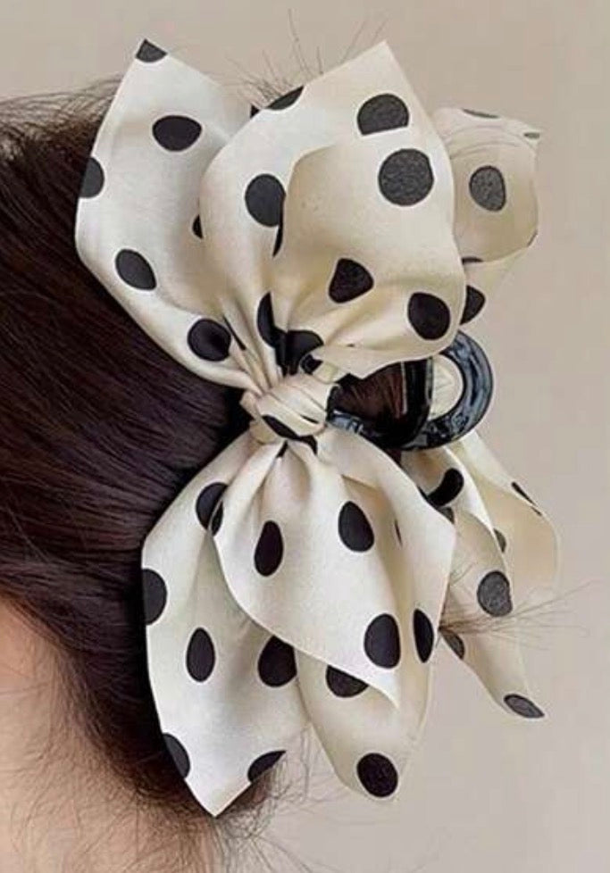 Polka Dot Bow Hair Claw- large-How Cute is That? Boutique