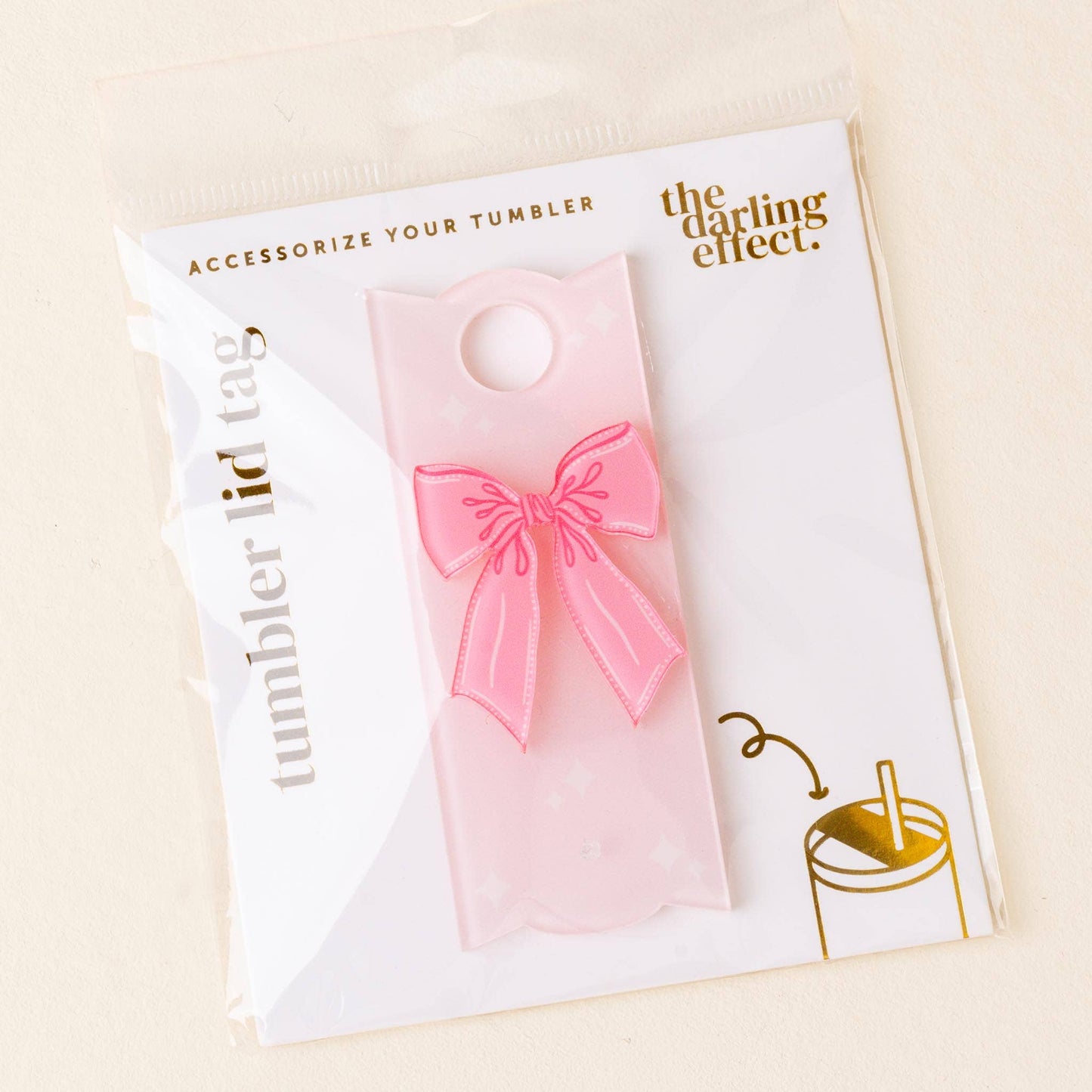 Tumbler Lid Tag-Bow Pink