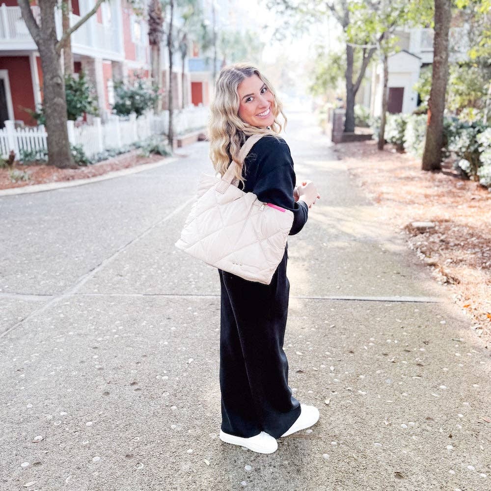 Presley Puffer Quilted Tote Bag With Pouch-How Cute is That? Boutique