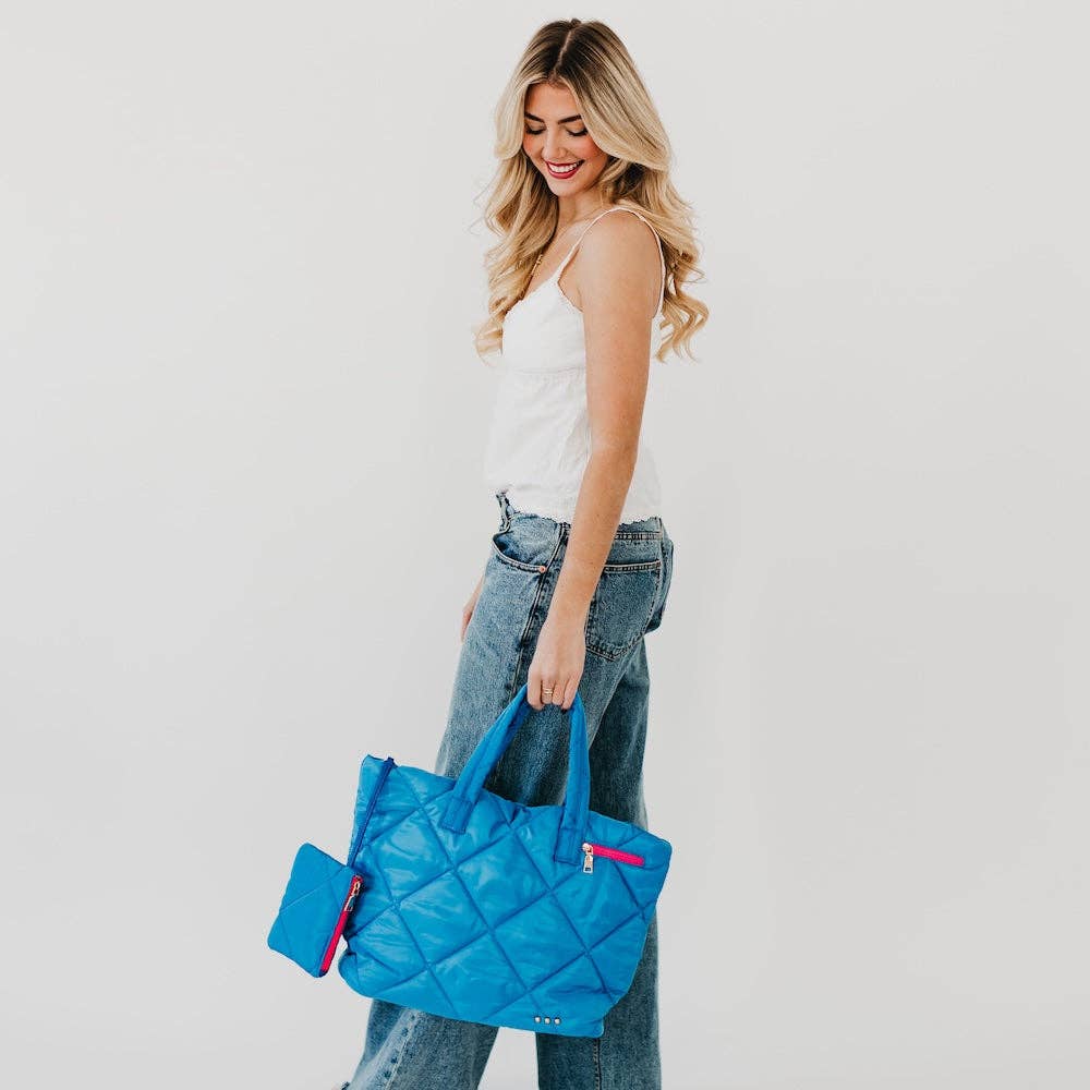 Presley Puffer Quilted Tote Bag With Pouch-How Cute is That? Boutique