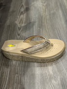 NEVILLE METALLIC FAUX SNAKE THONG SANDAL Champagne-How Cute is That? Boutique