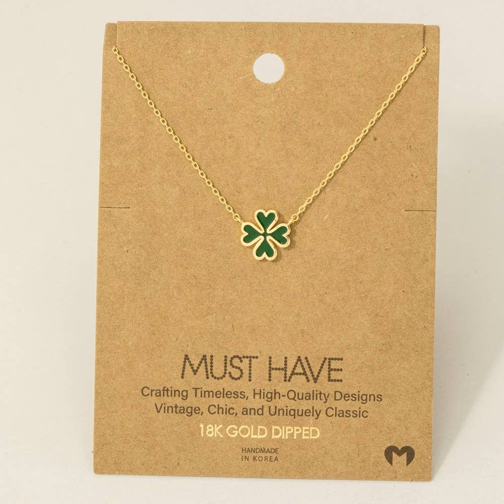 Green Clover Charm Necklace-How Cute is That? Boutique