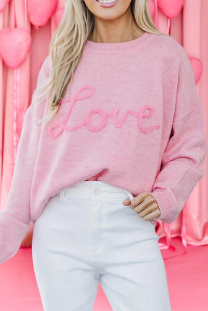 Love Script Graphic Baggy Sweater