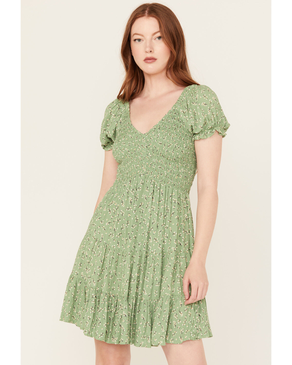 FLORAL PRINT SHORT SLEEVE MINI DRESS