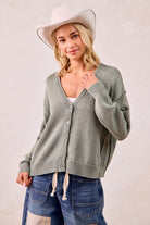 Washed V neck Cardigan-How Cute is That? Boutique