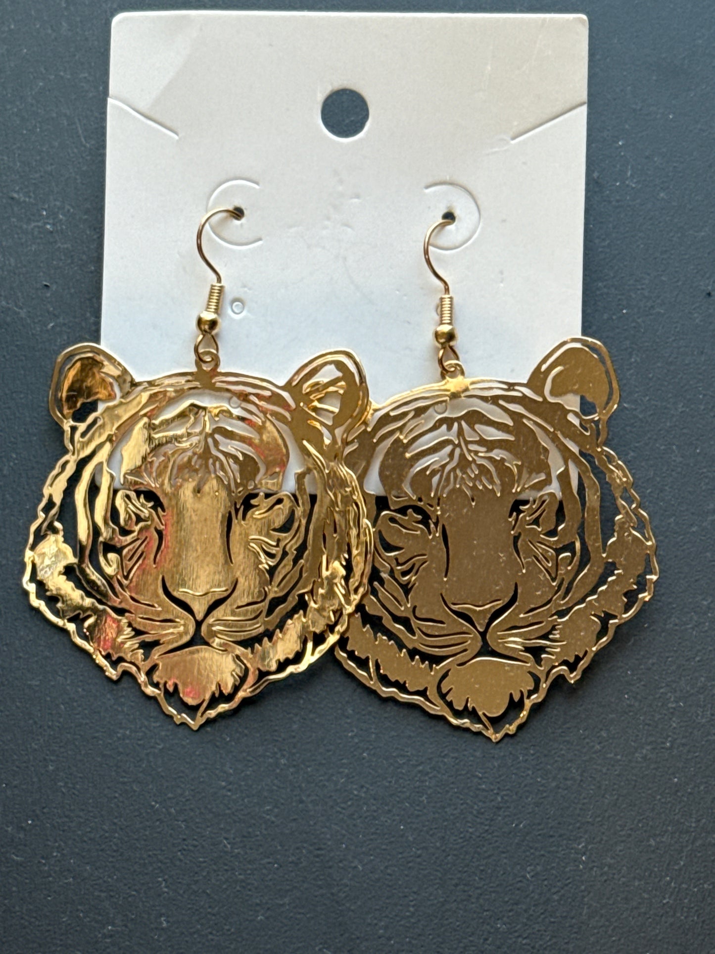 Laser Cut Bengals Tiger Drop Earring