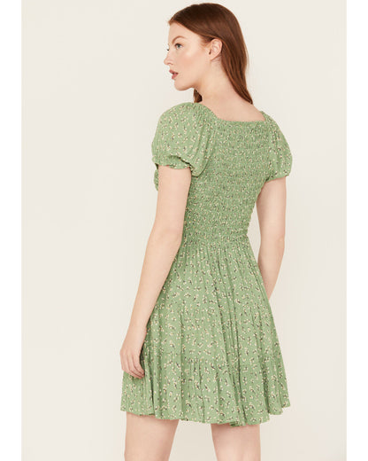 FLORAL PRINT SHORT SLEEVE MINI DRESS