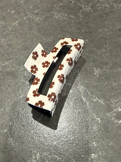 Brown Flowers Hair Claw