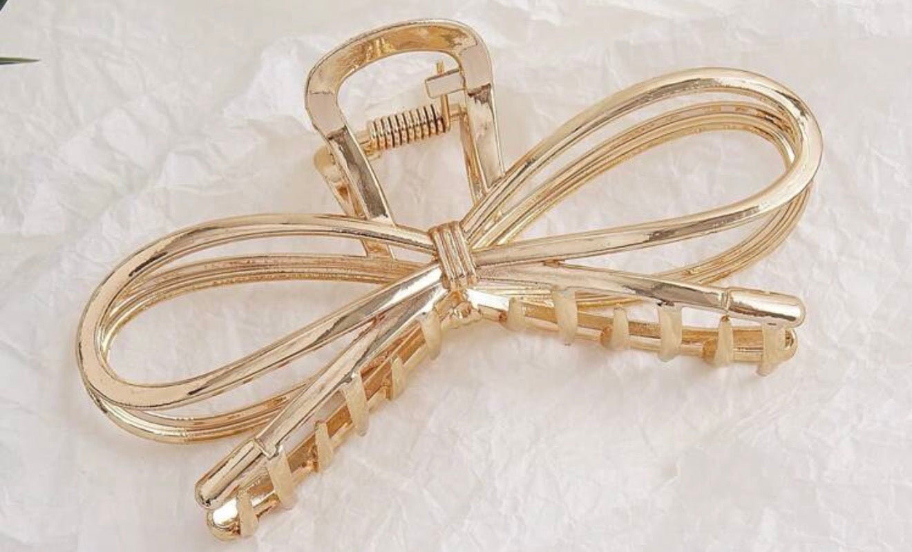 Bow Hair Claw in Gold small-How Cute is That? Boutique