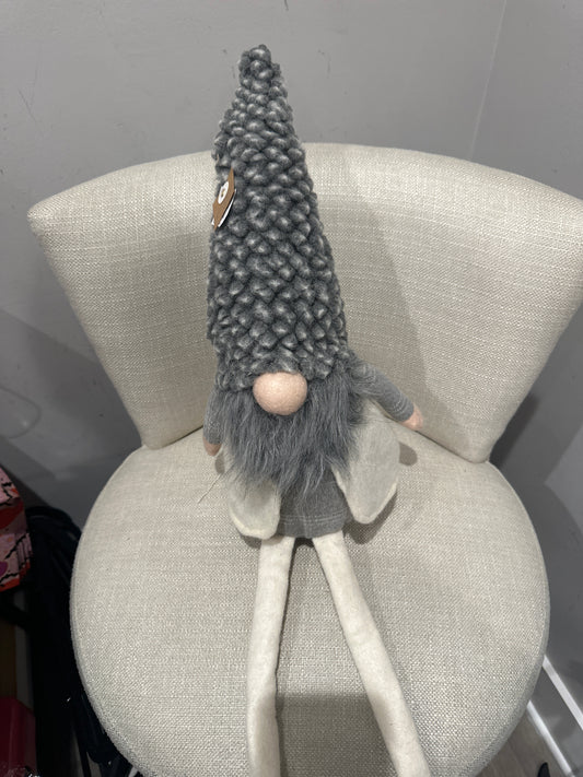 LARGE GRAY DELUXE DANGLE LEG CHRISTMAS GNOME