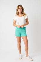 Mid-Rise Garment Dyed Fray Hem Shorts-How Cute is That? Boutique