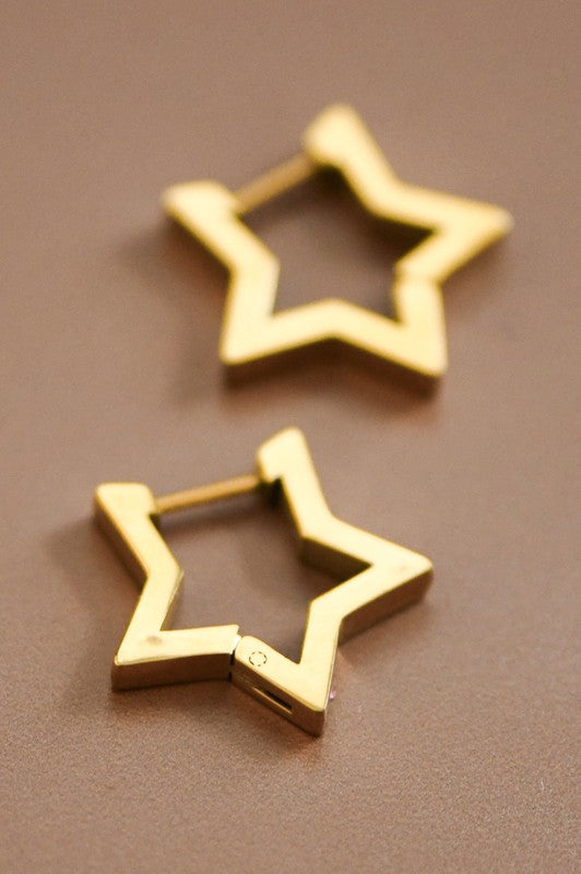 Gold Star Earrings (waterproof)-How Cute is That? Boutique