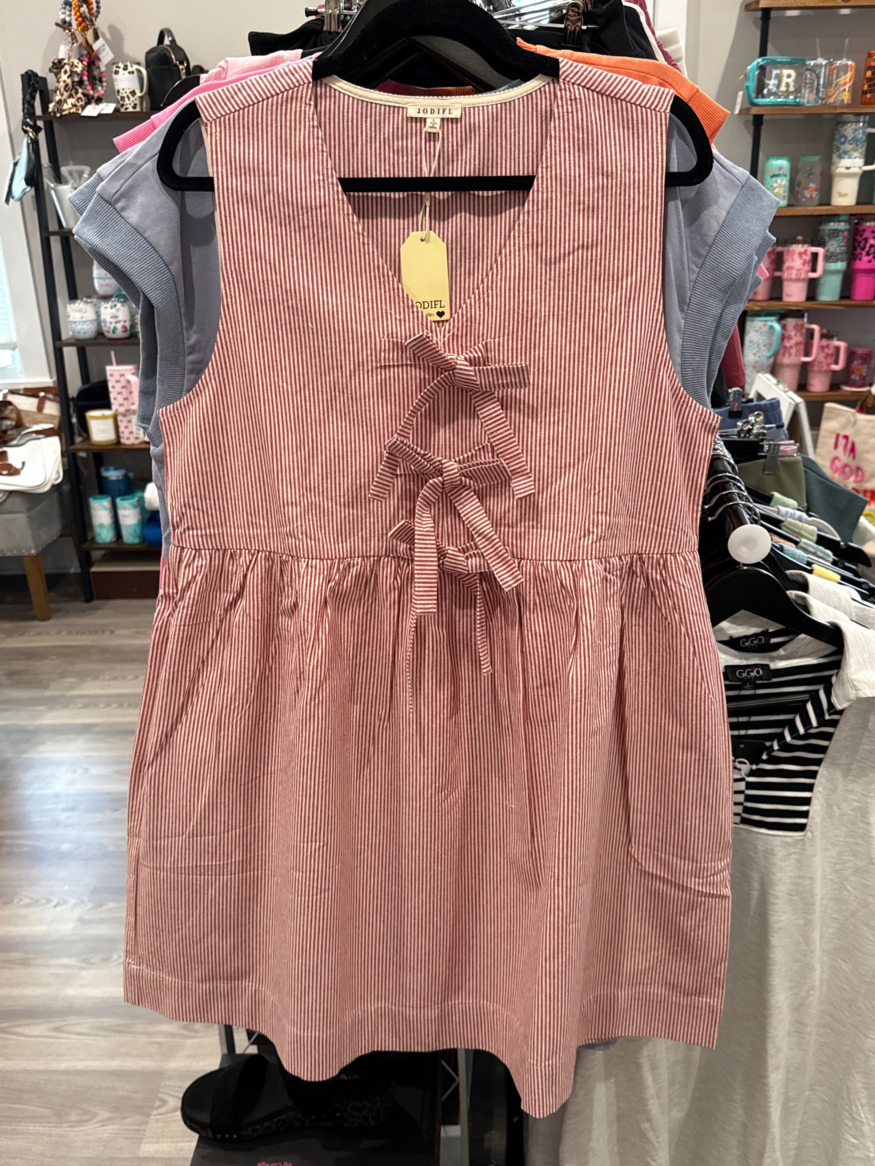 Red Stripe Bow Dress-How Cute is That? Boutique