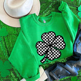 Checkered Clover Crewneck for St. Patrick's Day