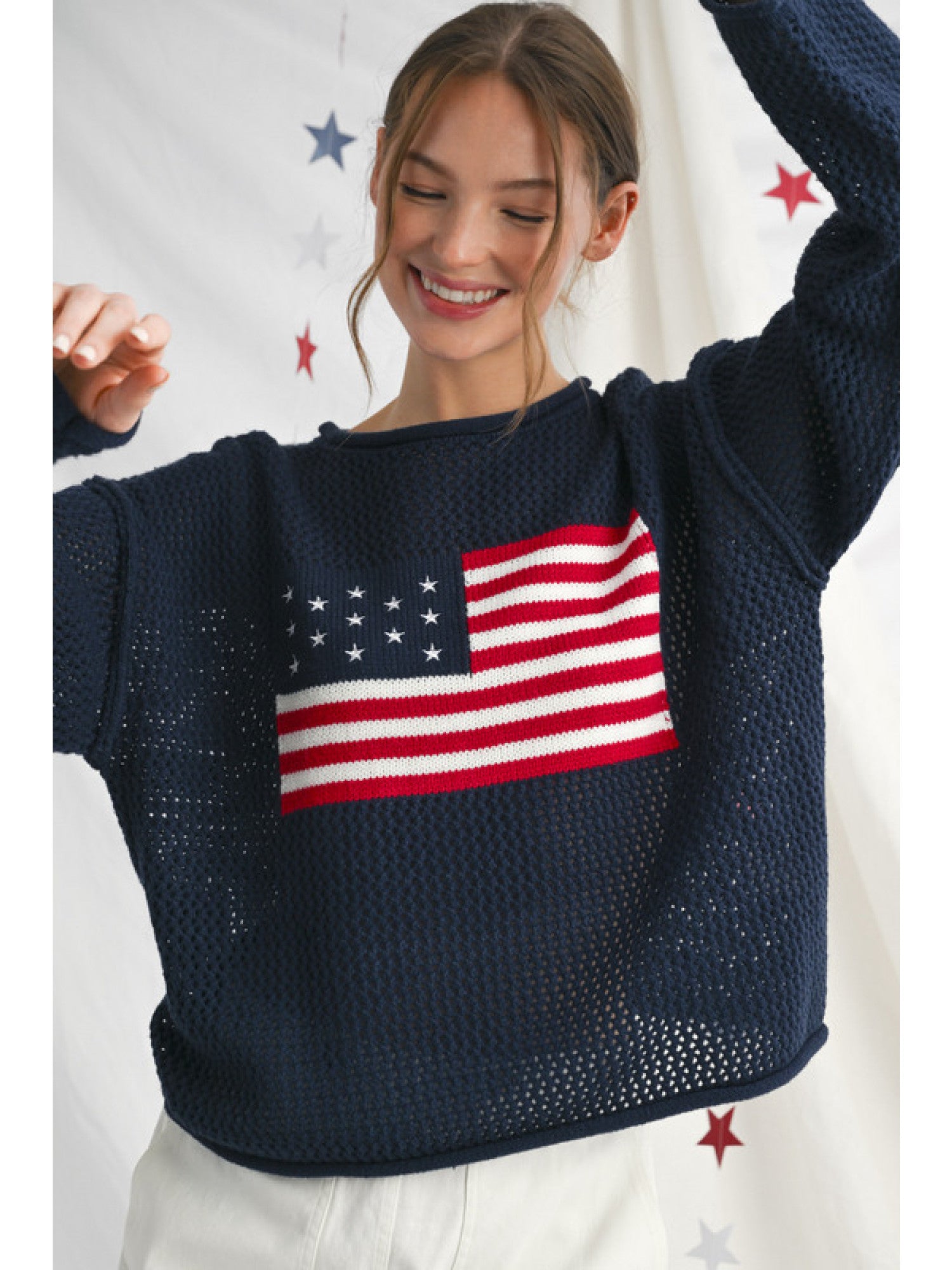 American flag print crochet knit top-How Cute is That? Boutique