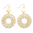 Metal Drop Earrings With Iridescent Beaded Flower Petals in Natural-How Cute is That? Boutique