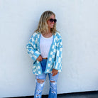 BEVERLY CHECKERED CARDIGAN in BLUE-How Cute is That? Boutique