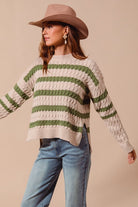 Stripe Cable Knit sweater-How Cute is That? Boutique