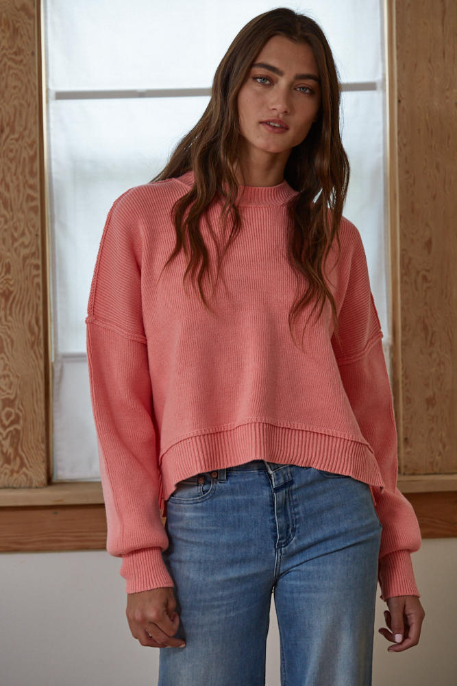 The Leda Pullover in Peachy Pink-How Cute is That? Boutique