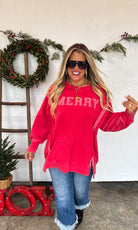 MERRY SWEATSHIRT in Red-How Cute is That? Boutique