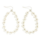 Metal Tone Wire Teardrop Drop Earrings Featuring Pearl Flower Details-How Cute is That? Boutique
