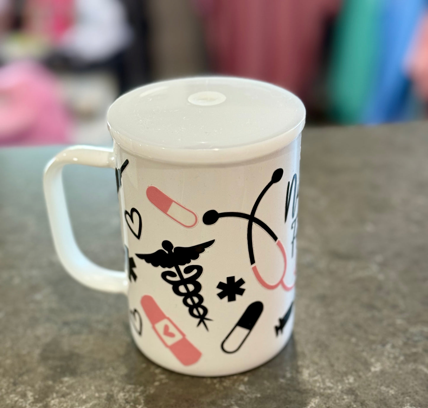 NURSE coffee mug with lid