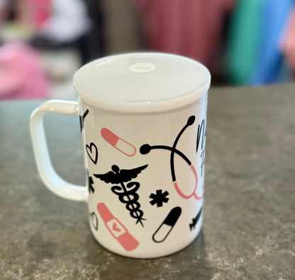 NURSE coffee mug with lid