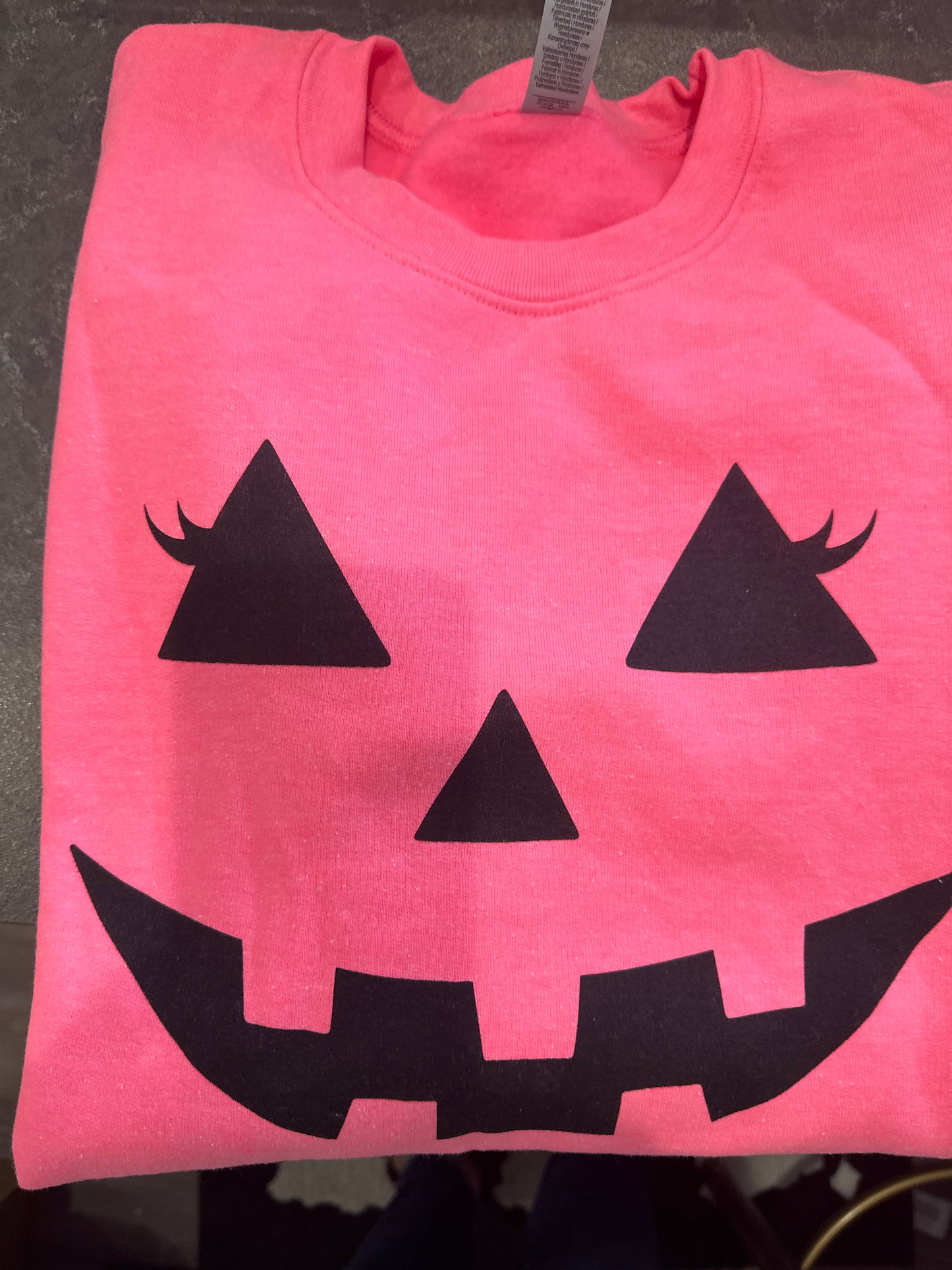 Halloween Pumpkin Face Sweatshirt in Hot Pink