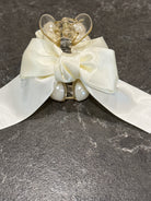Pearl and Ribbon Bow Hair Claw-How Cute is That? Boutique
