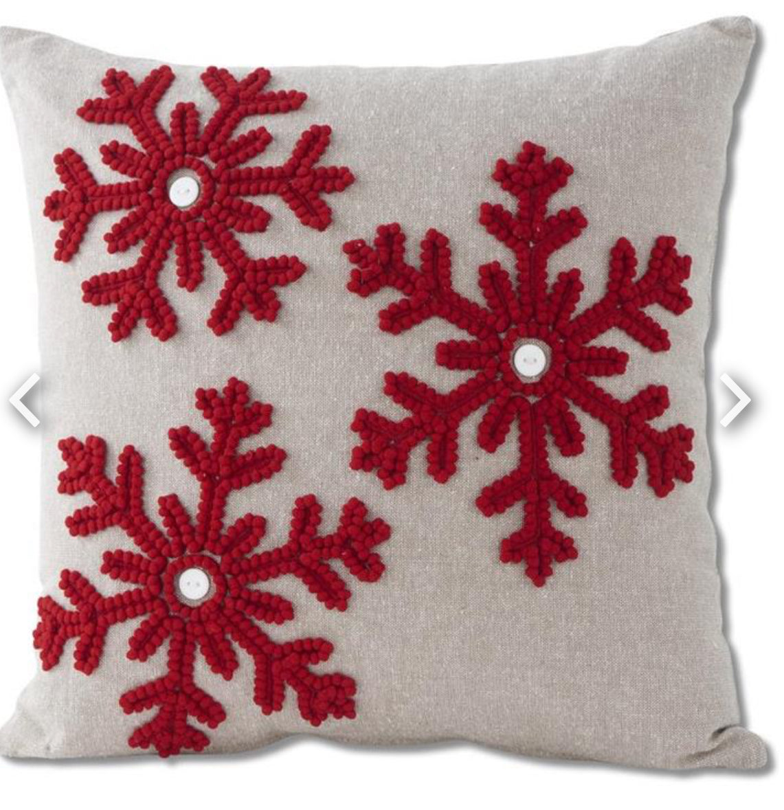 14.5 Inch Square Gray Canvas Pillow w/Red Snow