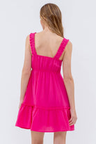 SOLID RUFFLE V NECK MINI DRESS-How Cute is That? Boutique