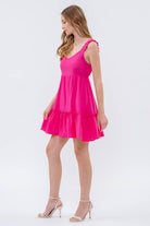 SOLID RUFFLE V NECK MINI DRESS-How Cute is That? Boutique