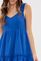 SOLID RUFFLE V NECK MINI DRESS-How Cute is That? Boutique