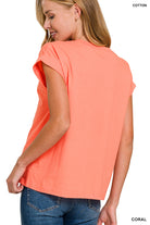 Round neck folded short sleeve t-shirt-How Cute is That? Boutique