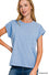 Round neck folded short sleeve t-shirt-How Cute is That? Boutique
