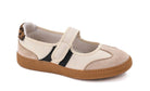  Corkys Calm Down Mary Jane sneakers in Sand Combo with black stripes and leopard heel detail