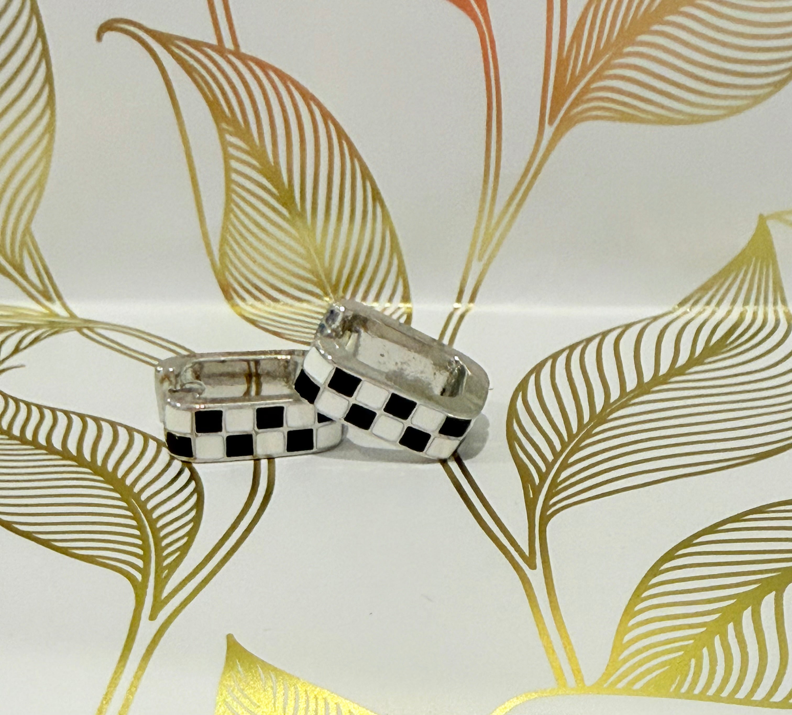 Black & White Checkered Square Hoops-How Cute is That? Boutique