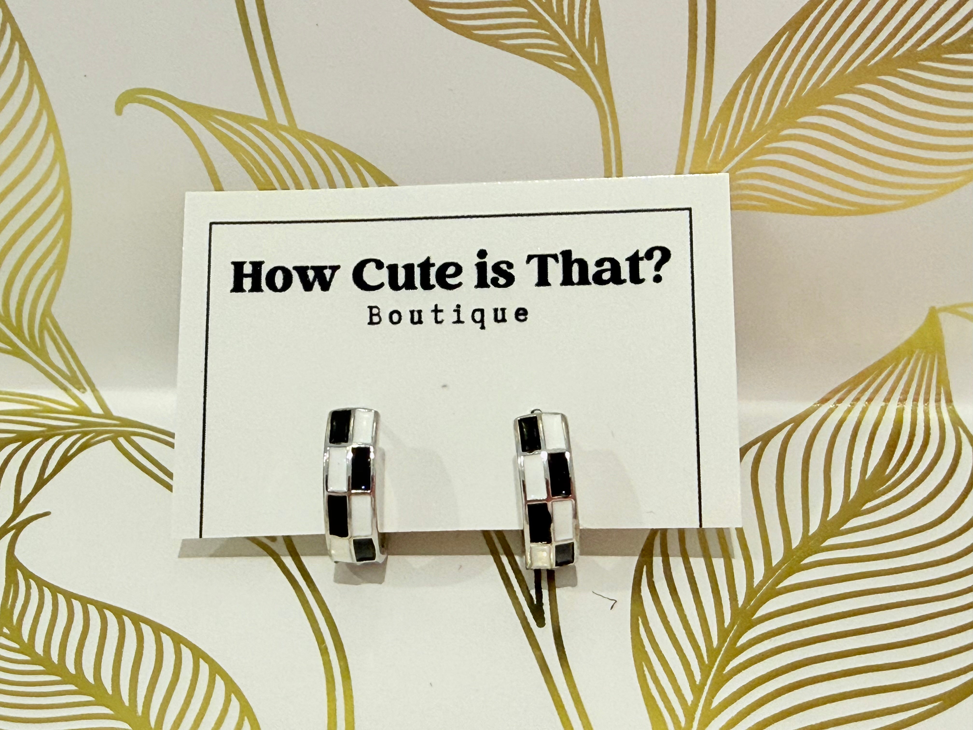 Black & White Checkered Small Hoops-How Cute is That? Boutique